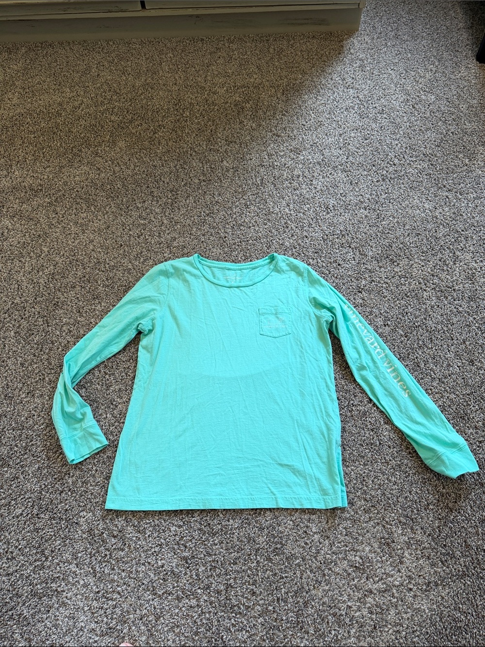 Vineyard Vines Women's Long-Sleeve Pocket Tee - Aqua Green Size Medium